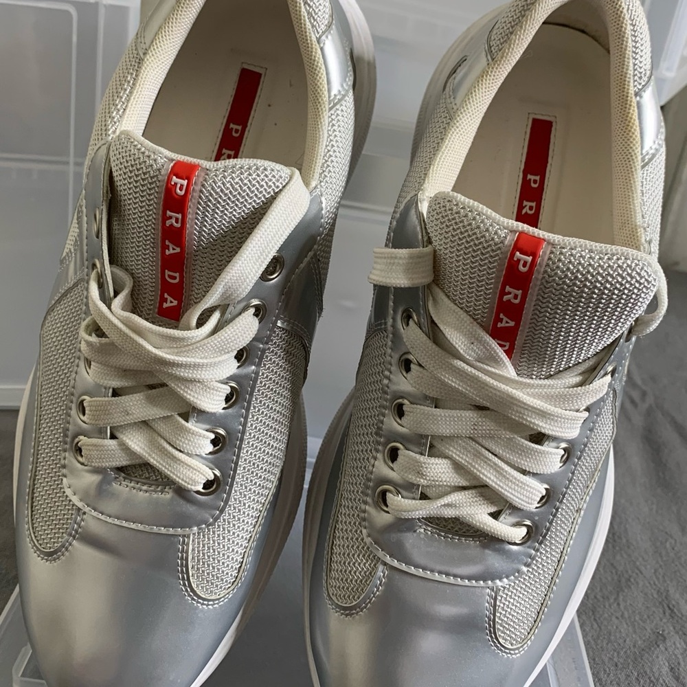 Prada Women's Silver Sneakers - Picture 11 of 12
